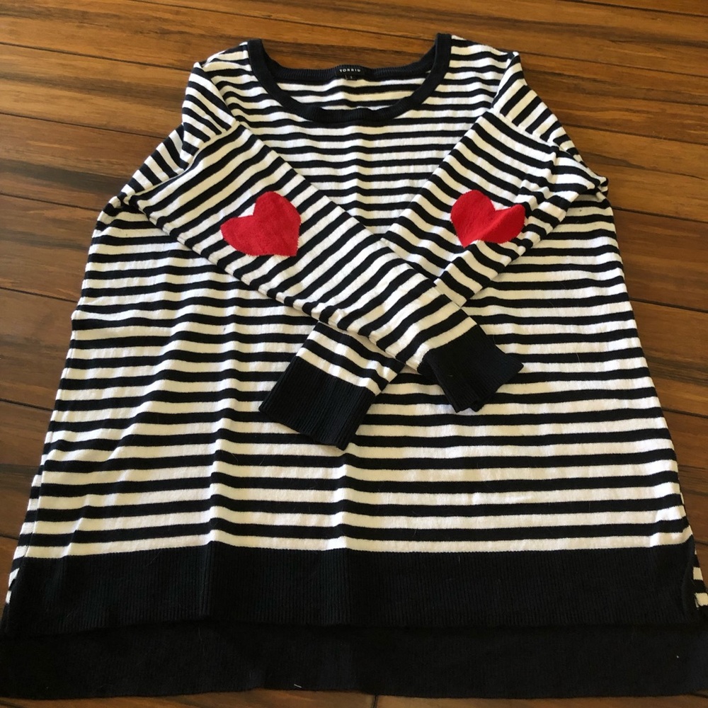 Stripped Sweater with Heart Detail